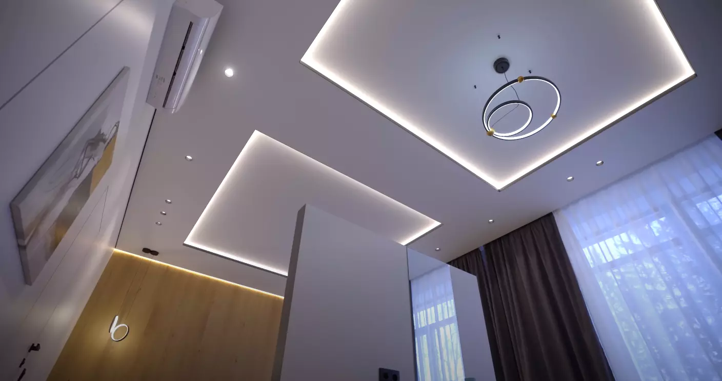 Натяжной потолок с подсветкой ниш, фото 2